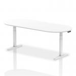 The boardroom and conference tables in this image exude a dynamic energy with their sleek, modern design. The 2400mm white top provides a clean and professional space for collaboration and discussion, while the height adjustable legs add versatility. Perfect for any corporate or business setting.