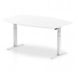 High Gloss 1800mm Writable Boardroom Table White Top White Height Adjustable Leg I003567
