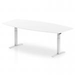 High Gloss 2400mm Writable Boardroom Table White Top White Height Adjustable Leg I003568