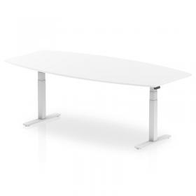 High Gloss 2400mm Writable Boardroom Table White Top White Height Adjustable Leg I003568