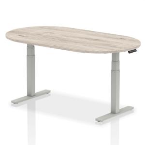 Photos - Office Desk Impulse 1800mm Boardroom Table Grey Oak Top Silver Height Adjustable 
