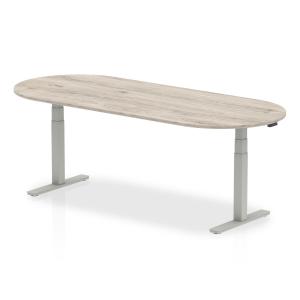 Photos - Other for Computer Impulse 2400mm Boardroom Table Grey Oak Top Silver Height Adjustable 