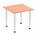 Impulse 800mm Square Table Beech Top Chrome Post Leg