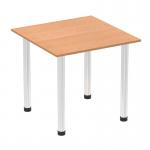 Impulse 800mm Square Table Oak Top Chrome Post Leg