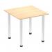 This image features a dynamic Impulse 800mm square table with a maple top and chrome post leg. The table exudes a modern and sleek look, great for any office or meeting space. The maple top provides a warm and inviting feel, while the chrome post leg adds a touch of sophistication. Perfect for creating a versatile and stylish workspace.