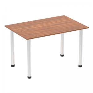 Impulse 1200mm Straight Table Walnut Top Chrome Post Leg I003586