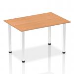 The Dynamic Tables Impulse 1400mm Straight Table features a stylish Oak top and sleek Chrome post legs. Its modern design and sturdy construction make it perfect for any office or workspace. The table measures 1400mm in length and adds a touch of sophistication to any room.