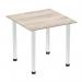 Impulse 800mm Square Table Grey Oak Top Chrome Post Leg I003614