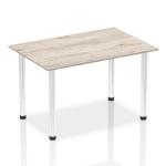Impulse 1400mm Straight Table Grey Oak Top Chrome Post Leg I003616