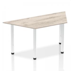 Impulse 1600mm Trapezium Grey Oak Top Chrome Post Leg I003619