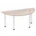 Impulse 1600mm Semi-Circle Table Grey Oak Top Chrome Post Leg I003620