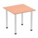 In the photo, a sleek and modern Dynamic Tables Impulse 800mm square table can be seen with a beech top and brushed aluminium post leg. The table exudes sophistication and professionalism, making it a perfect addition to any workspace or meeting area.