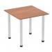 Impulse 800mm Square Table Walnut Top Brushed Aluminium Post Leg I003629