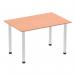 This image shows a sleek and modern 1200mm straight table with a beech top and a brushed aluminium post leg. The dynamic tables create a professional and elegant look, perfect for any office or workspace. The neutral colors and clean lines make it versatile and easily adaptable to any decor.