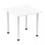 Impulse 800mm Square Table White Top White Post Leg