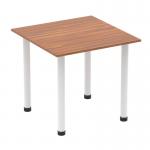 Impulse 800mm Square Table Walnut Top White Post Leg I003677