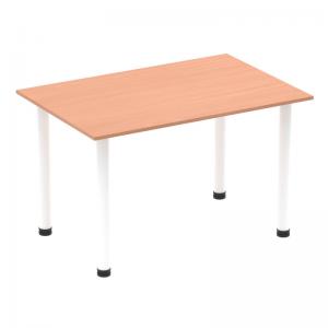 Impulse 1200mm Straight Table Beech Top White Post Leg I003679