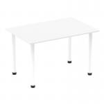 The image shows a sleek, modern table with a white top and matching post leg. The design is clean and minimalistic, with a smooth curved edge and a dynamic shape. The table appears to be 1200mm in length and is perfect for any contemporary workspace.