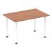 The Dynamic Tables Impulse 1200mm Straight Table features a sleek, walnut-finished top and a sturdy white post leg. Its modern design and clean lines make it an ideal addition to any office or workspace.