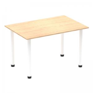 Impulse 1200mm Straight Table Maple Top White Post Leg I003683