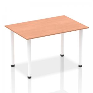 Impulse 1400mm Straight Table Beech Top White Post Leg I003684