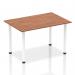 This photo features a sleek, modern-looking 1400mm straight table with a walnut top and white post leg. The dynamic tables add a touch of style to any office or workspace.