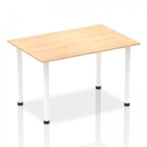 Impulse 1400mm Straight Table Maple Top White Post Leg I003687