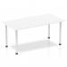 This photo captures a sleek and modern table with a clean white top and matching post legs. The overall look is minimalistic and functional, perfect for a contemporary workspace or meeting area. The long length of 1600mm adds versatility to this dynamic piece.