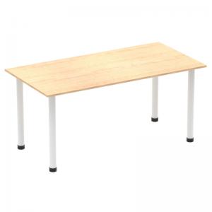 Impulse 1600mm Straight Table Maple Top White Post Leg I003693