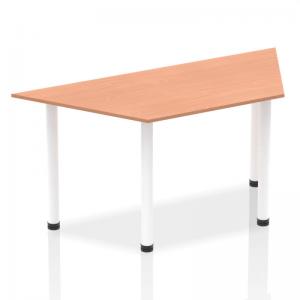 Impulse 1600mm Trapezium Beech Top White Post Leg I003699