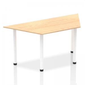 Impulse 1600mm Trapezium Maple Top White Post Leg I003707