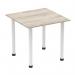 Impulse 800mm Square Table Grey Oak Top White Post Leg I003710