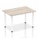 Impulse 1400mm Straight Table Grey Oak Top White Post Leg I003712