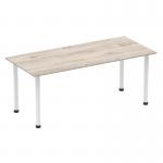 Impulse 1800mm Straight Table Grey Oak Top White Post Leg I003714