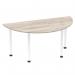 Impulse 1600mm Semi-Circle Table Grey Oak Top White Post Leg I003716