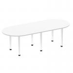 Impulse 2400mm Boardroom Table White Top Chrome Post Leg I003725