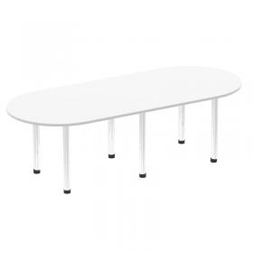 Impulse 2400mm Boardroom Table White Top Chrome Post Leg I003725