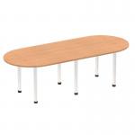 Impulse 2400mm Boardroom Table Oak Top Chrome Post Leg I003727