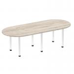 Impulse 2400mm Boardroom Table Grey Oak Top Chrome Post Leg I003728
