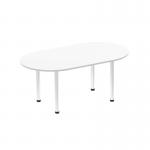 Impulse 1800mm Boardroom Table White Top Brushed Aluminium Post Leg I003731