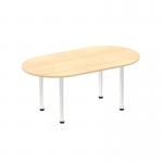 Impulse 1800mm Boardroom Table Maple Top Brushed Aluminium Post Leg I003732