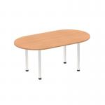 Impulse 1800mm Boardroom Table Oak Top Brushed Aluminium Post Leg I003733