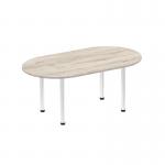 Impulse 1800mm Boardroom Table Grey Oak Top Brushed Aluminium Post Leg I003734