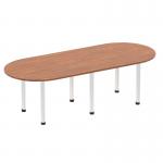 Impulse 2400mm Boardroom Table Walnut Top Brushed Aluminium Post Leg I003736