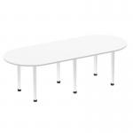 Impulse 2400mm Boardroom Table White Top Brushed Aluminium Post Leg I003737