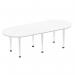 Impulse 2400mm Boardroom Table White Top Brushed Aluminium Post Leg I003737