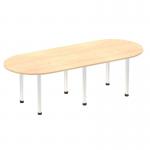 Impulse 2400mm Boardroom Table Maple Top Brushed Aluminium Post Leg I003738