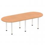 Impulse 2400mm Boardroom Table Oak Top Brushed Aluminium Post Leg I003739