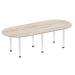 Impulse 2400mm Boardroom Table Grey Oak Top Brushed Aluminium Post Leg I003740