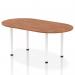 In this photograph, a dynamic boardroom and conference table is featured. The 1800mm walnut top contrasts with the white post leg, creating a sleek and modern look. The Impulse design adds a touch of sophistication to any meeting space.